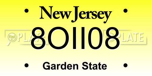 8OII08 New Jersey License Plate