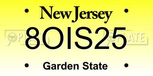 8OIS25 New Jersey License Plate