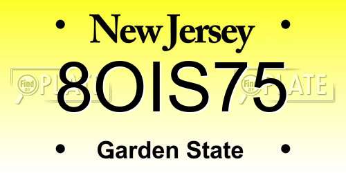 8OIS75 New Jersey License Plate
