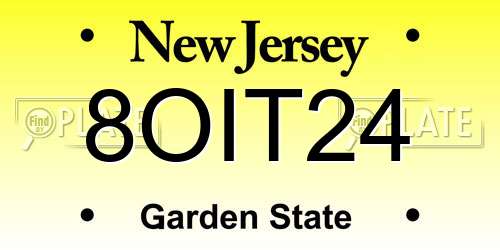 8OIT24 New Jersey License Plate