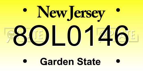 8OL0146 New Jersey License Plate