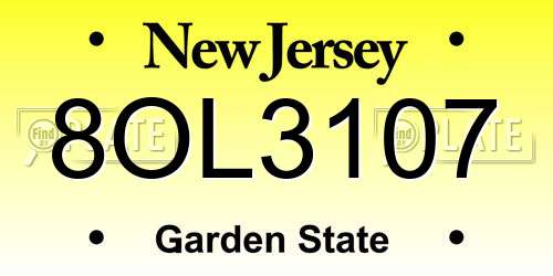 8OL3107 New Jersey License Plate