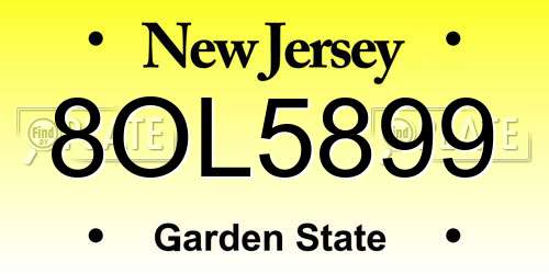 8OL5899 New Jersey License Plate