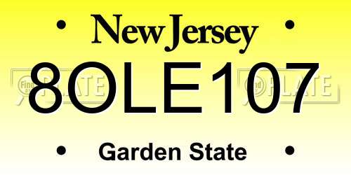 8OLE107 New Jersey License Plate