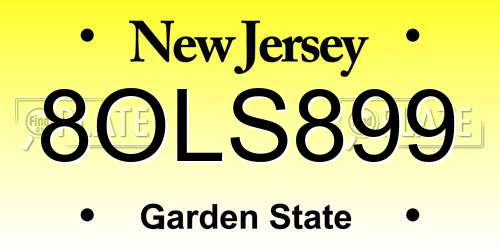 8OLS899 New Jersey License Plate