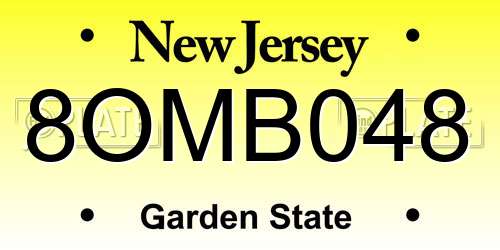 8OMB048 New Jersey License Plate