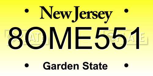 8OME551 New Jersey License Plate