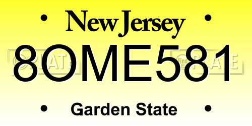 8OME581 New Jersey License Plate
