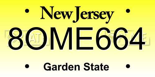 8OME664 New Jersey License Plate