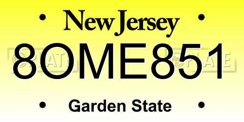 8OME851 New Jersey License Plate