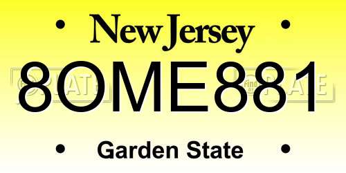 8OME881 New Jersey License Plate
