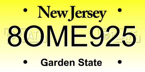 8OME925 New Jersey License Plate