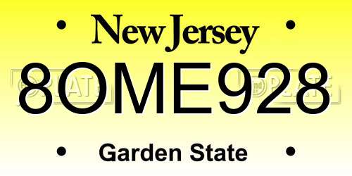 8OME928 New Jersey License Plate