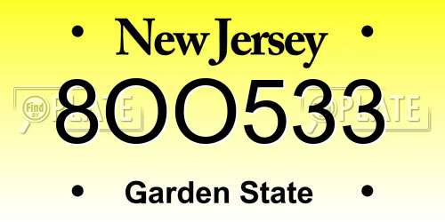 8OO533 New Jersey License Plate
