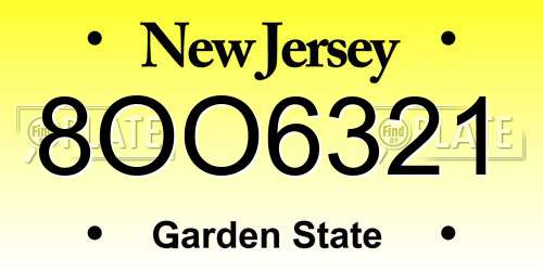 8OO6321 New Jersey License Plate