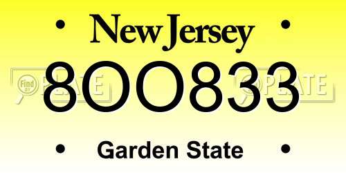 8OO833 New Jersey License Plate