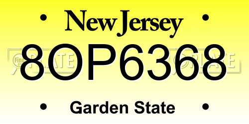 8OP6368 New Jersey License Plate