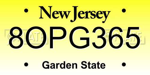 8OPG365 New Jersey License Plate