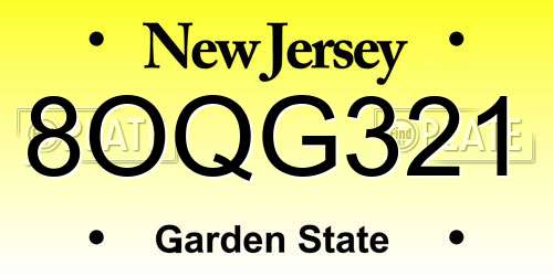 8OQG321 New Jersey License Plate