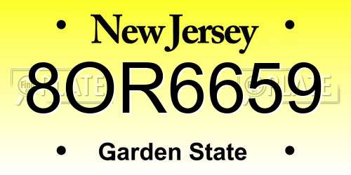 8OR6659 New Jersey License Plate