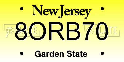 8ORB70 New Jersey License Plate