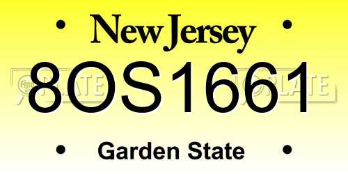 8OS1661 New Jersey License Plate
