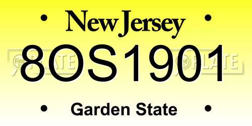 8OS1901 New Jersey License Plate