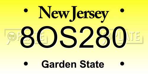 8OS280 New Jersey License Plate