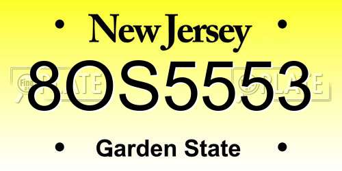 8OS5553 New Jersey License Plate