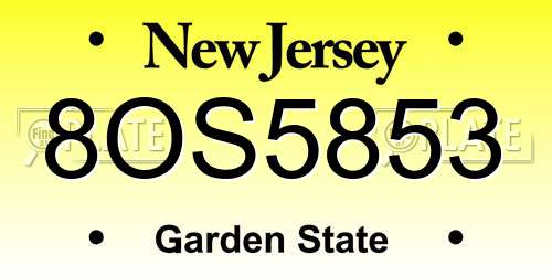 8OS5853 New Jersey License Plate
