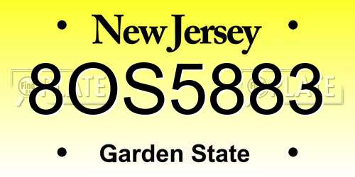 8OS5883 New Jersey License Plate