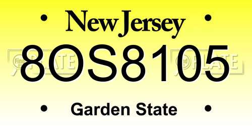 8OS8105 New Jersey License Plate