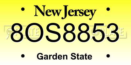 8OS8853 New Jersey License Plate