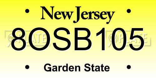 8OSB105 New Jersey License Plate