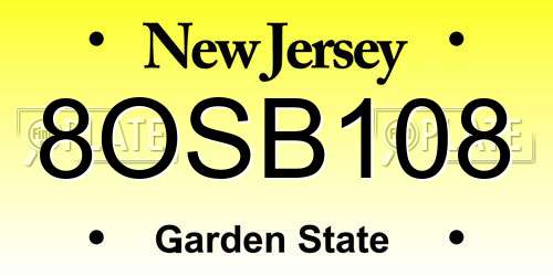 8OSB108 New Jersey License Plate