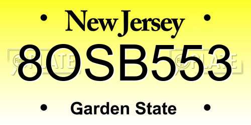 8OSB553 New Jersey License Plate