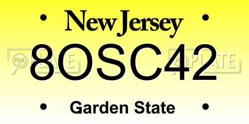 8OSC42 New Jersey License Plate