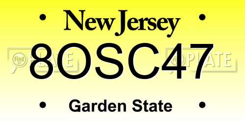 8OSC47 New Jersey License Plate