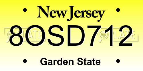 8OSD712 New Jersey License Plate