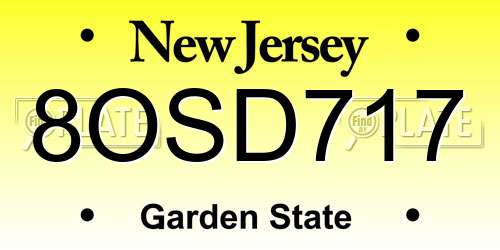 8OSD717 New Jersey License Plate