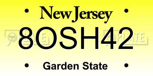 8OSH42 New Jersey License Plate