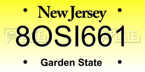 8OSI661 New Jersey License Plate