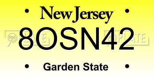 8OSN42 New Jersey License Plate