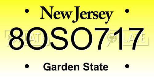 8OSO717 New Jersey License Plate
