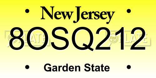 8OSQ212 New Jersey License Plate