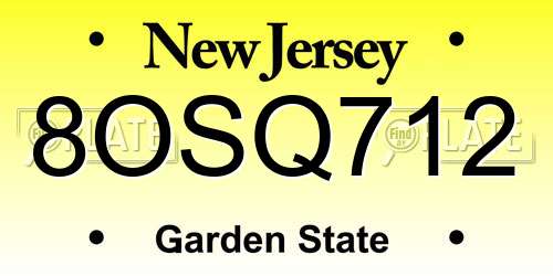8OSQ712 New Jersey License Plate