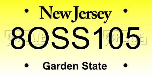8OSS105 New Jersey License Plate
