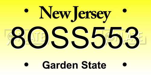 8OSS553 New Jersey License Plate