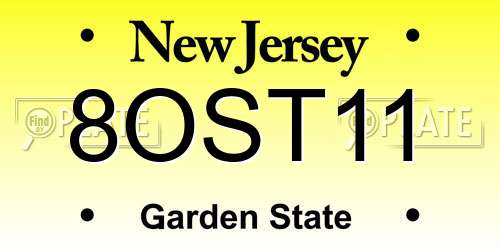 8OST11 New Jersey License Plate