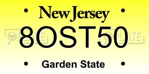 8OST50 New Jersey License Plate